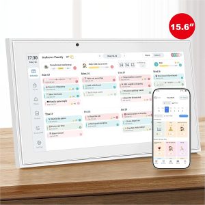 Digital Calendar, 15.6 Inch Wall Planner Electronic Calendar&Chore Chart,1080P Full HD Interactive Touchscreen Smart Touchscreen Interactive Display for Family Schedules – Wall Mount Included, Great for Organizing Your 2025-2026 White