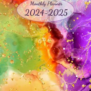 Monthly Planner 2024-2025: Two Year Calendar Book, large size, 8.5"x11". With Holidays. Colorful cover.