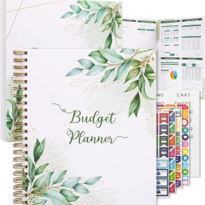 SOLIGT 8.5 x 11 inches Large Budget Planner and Monthly Bill Organizer – Premium Hardcover Budget Book with 12 Pockets for Savings, Debt, Expense Tracking – Budget Tracker with Stickers