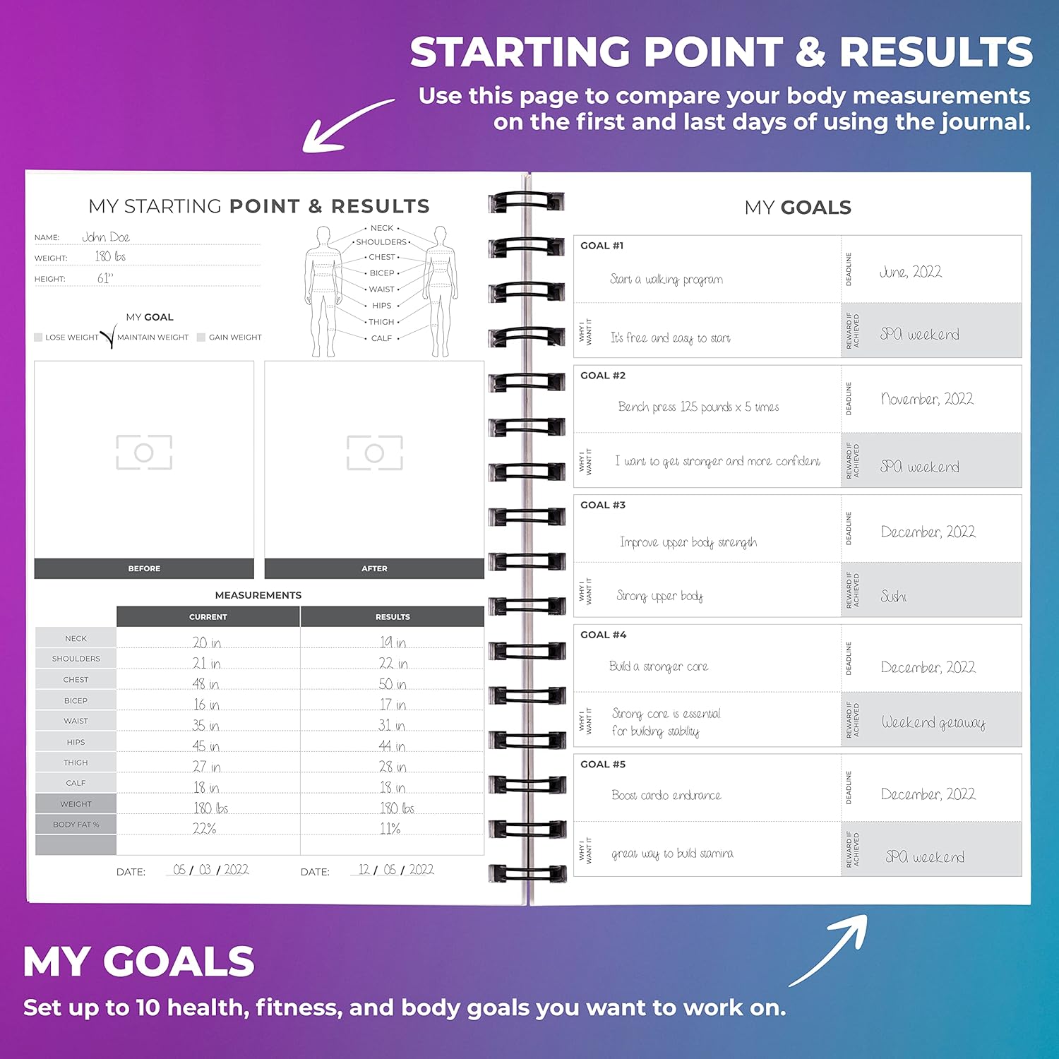 Clever Fox Fitness Journal Workout Log Book - Daily Fitness Planner Workout Journal for Women and Men. Spiral-Bound, Laminated Cover, Thick Pages, A5 (Pink) - Image 3