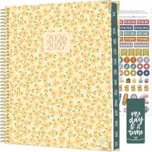 bloom daily planners HARDCOVER Planner 2026-2027 (8.5" x 11") Academic Year (July 2026 - July 2027) - 13 Months Task Goal Planner for Women - Monthly & Weekly Agenda Book - Butter Yellow Daisies