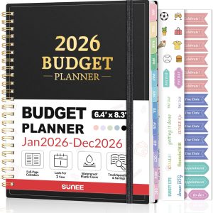2026 Budget Planner - Monthly Budget Book from JAN 2026 - DEC 2026 with Expense Tracker Notebook, A5 Size (6.4" x 8.3") Bill Organizer & Finance Planner Account Book to Manage Your Finances, Black