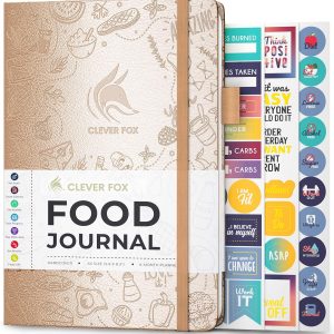 Clever Fox Food Journal - Daily Food Diary, Meal Planner to Track Calories & Nutrients, Weight Tracker Notebook, A5 (Pearl)