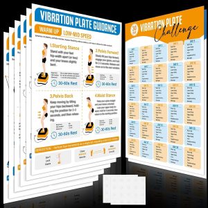 8 Pcs Vibration Plate Exercise Machine Poster Workout Guide 6 Vibration Platform Workout Guidance & 2 Pcs 30-Day Planner Whole Body Vibration Board Chart for Home Gym