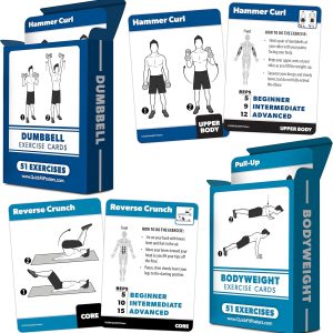 2 Pack - Bodyweight & Dumbbell Fitness Workout Cards - Over 100 Exercises