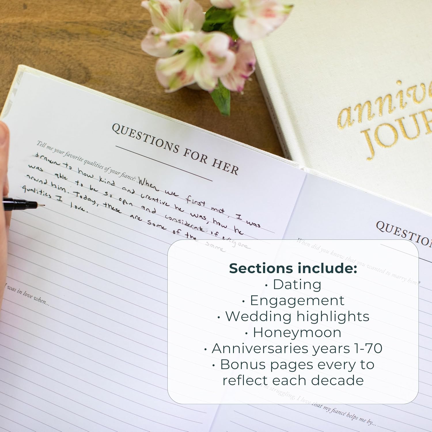 DUNCAN & STONE PAPER CO. Wedding Anniversary Journal - Anniversary Journal for Couple - Wedding Notebook & More - Wedding Memory Book to Capture Moments(Ivory,189 Pages) - Image 11