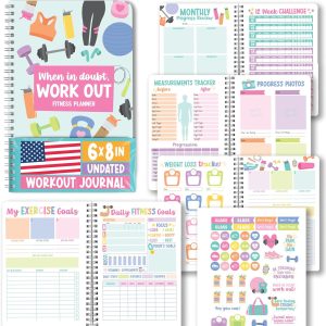 Fitness Journal for Women - Workout Journal for Women, Food and Fitness Journals, Undated Workout Log Book Planner, Exercise and Gym Journals, Exercise Planner Weight Loss Tracker