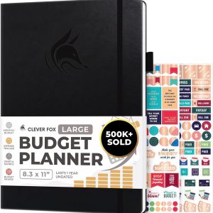 Clever Fox Budget Planner Large – Expense Tracker Notebook. Monthly Budgeting & Bill Organizer, Finance Logbook & Accounts Book, A4 (Black)