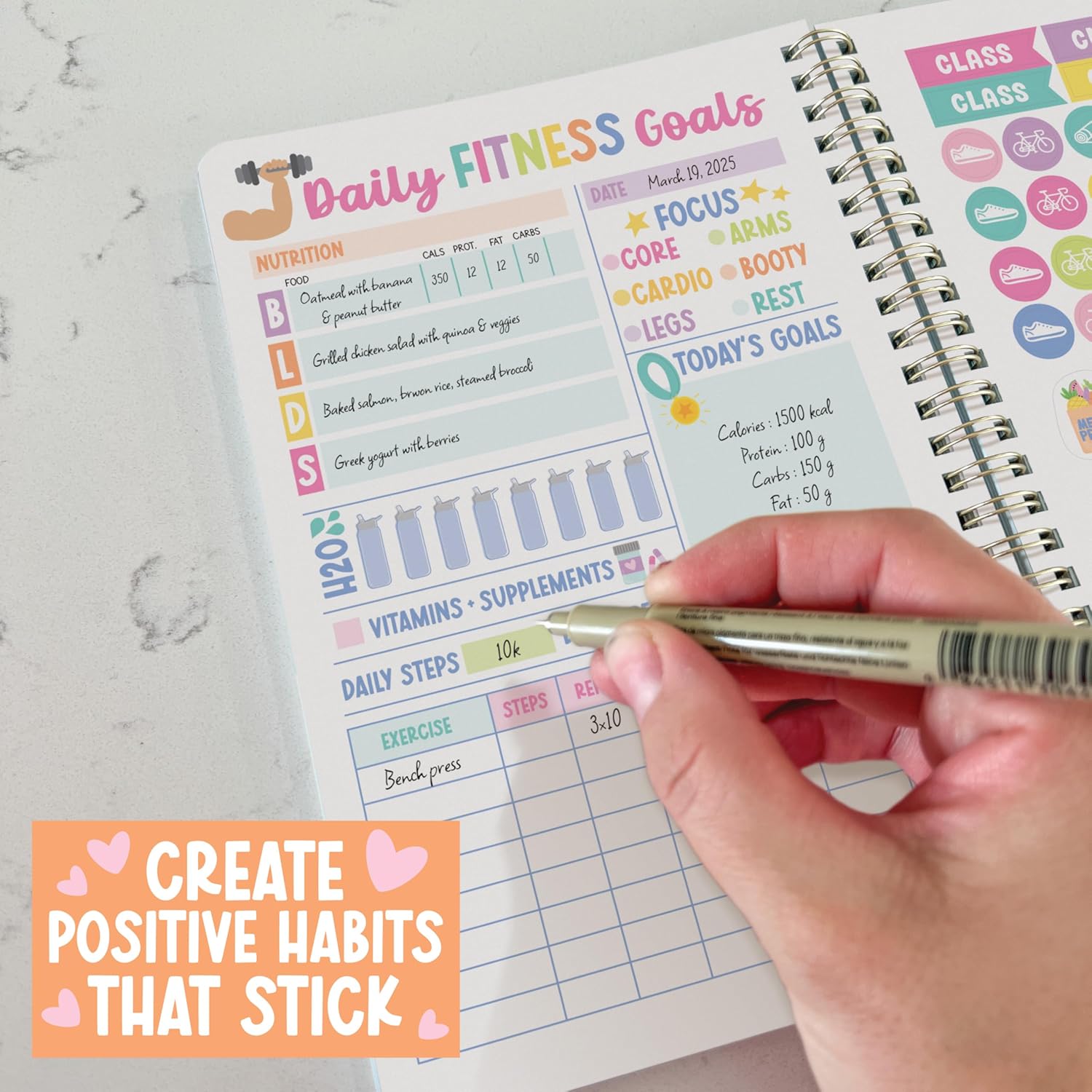 Fitness Journal for Women - Workout Journal for Women, Food and Fitness Journals, Undated Workout Log Book Planner, Exercise and Gym Journals, Exercise Planner Weight Loss Tracker - Image 9