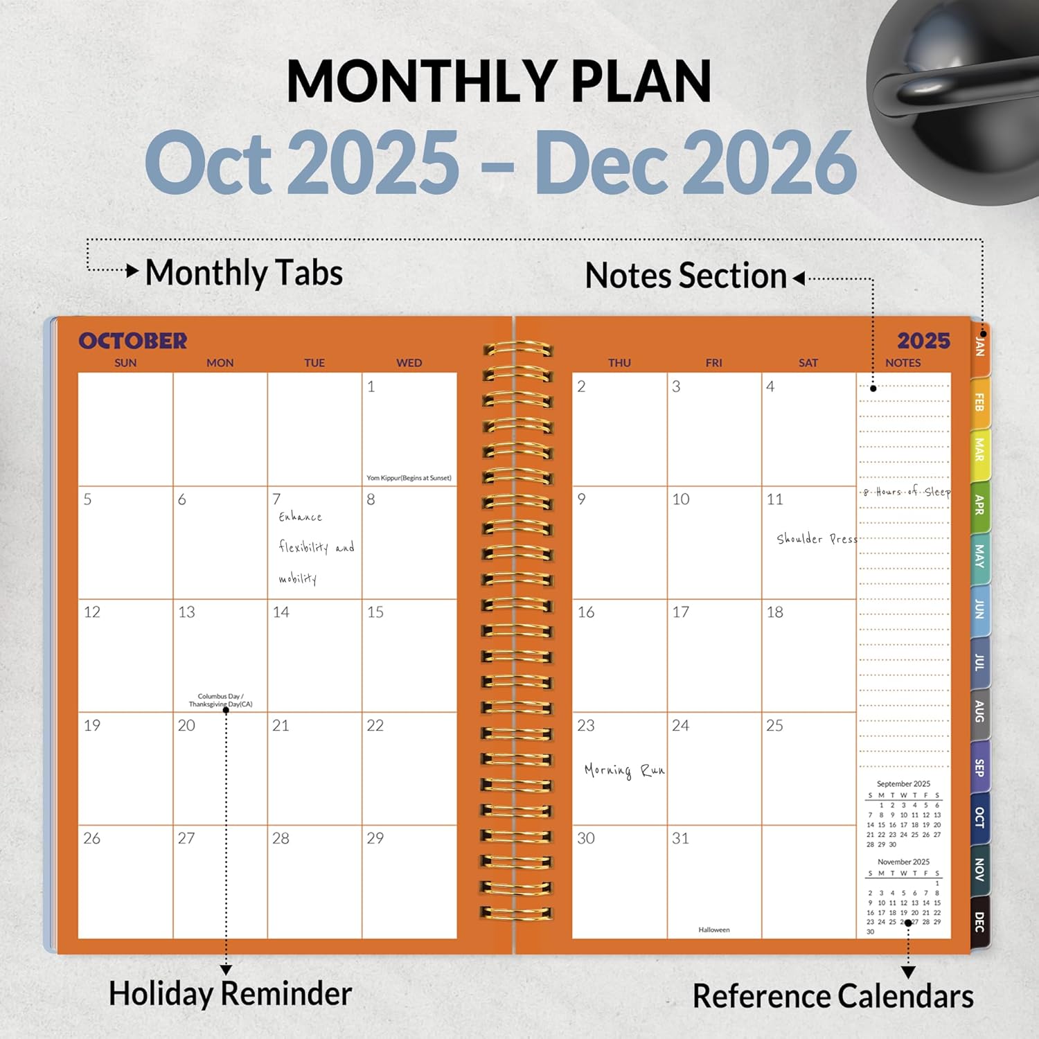 2026 Fitness Workout Journal Planner for Women & Men, JAN 2026 - DEC 2026 Exercise Planner, 6.4" x 8.3" Workout Calendar Journal Essentials Gift for Goals, Tracking,Gifts with PVC Plastic Cover, Blue - Image 3