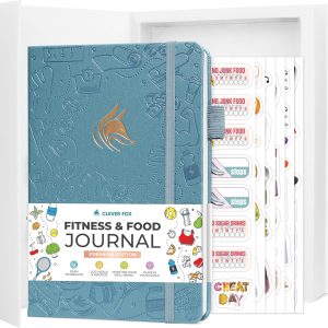 Clever Fox Fitness and Food Journal Premium – Guided Daily Workout, Meal & Weight Loss Tracker for Women & Men – Exercise Diet Planner (Aquamarine)