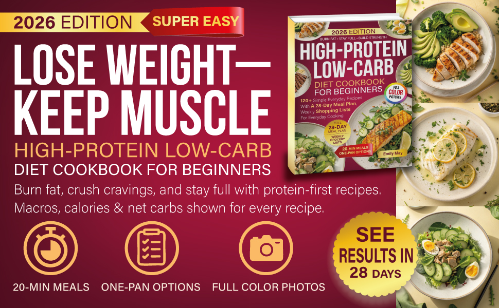 High-protein low-carb diet cookbook; lose weight and keep muscle with quick beginner meals
