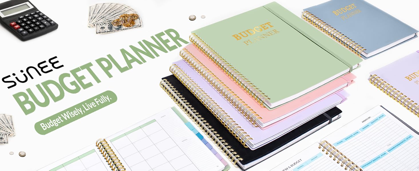 Budget Planner - Monthly Budget Book with Expense Tracker Notebook, Undated 12 Month