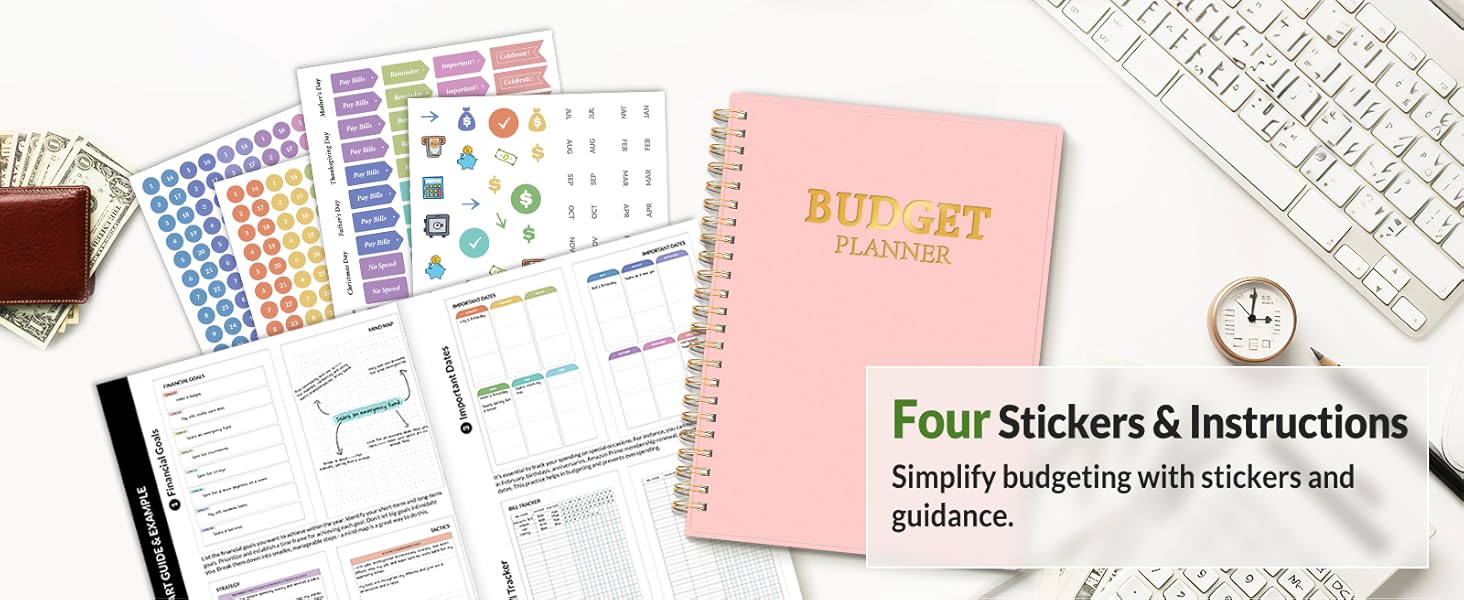 Budget Planner - Monthly Budget Book with Expense Tracker Notebook, Undated 12 Month