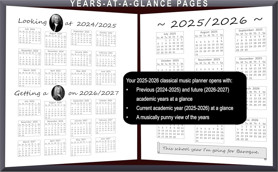 Years at a Glance Pages for the Classical Lover&amp;#39;s 2025-2026 Planner