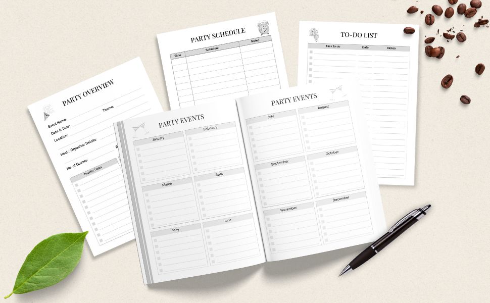 Party Event Planner Organizer Notebook - Interior Pages