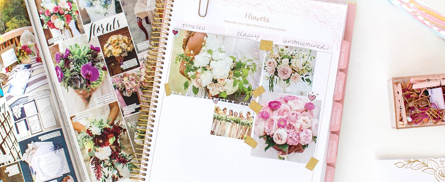 bloom gold floral wedding planner flower vision board