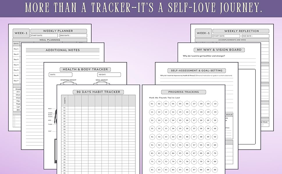 Weight Loss Journal Women Daily Workout Log book Diet Exercise Planner Food and Fitness Journal