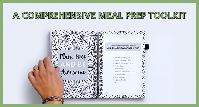 meal planner notebook open on a desk