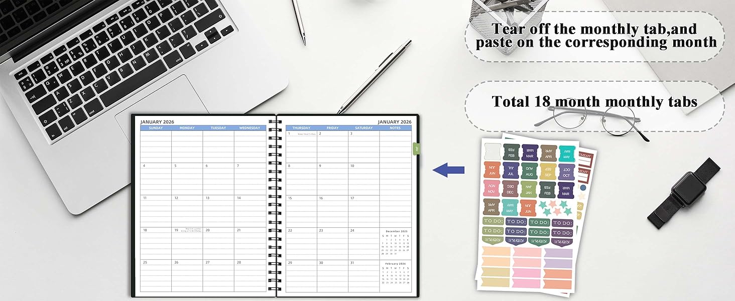 Planner with Monthly Tabs &amp;amp; Essential Plan Stickers