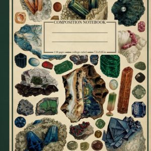 Composition Notebook College Ruled: Gemstones Vintage Illustration | Minerals Aesthetic Journal for School, College, Office, and Work