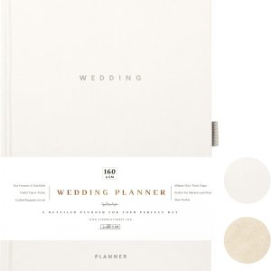 Award Winning Scribble & Dot® Wedding Planner Book and Organizer for the Bride | Tissue Wrapped in a Gift Box | Cushioned Cover | Engagement Gift | This Elegantly Designed USA Planner Allows you to Plan Every Detail (Soft Grey)