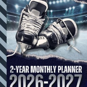 2-Year Monthly Planner 2026-2027: Hardcover / 8.5x11 Dated Organizer With 100 Blank College-Ruled Notebook Pages Combo / 24-Month Schedule / Ice Hockey Skates - Winter Sports Art Cover Design