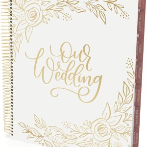 bloom daily planners Hard Cover Wedding Day Planner & Organizer (Undated) - 9" x 11" - Gold Floral
