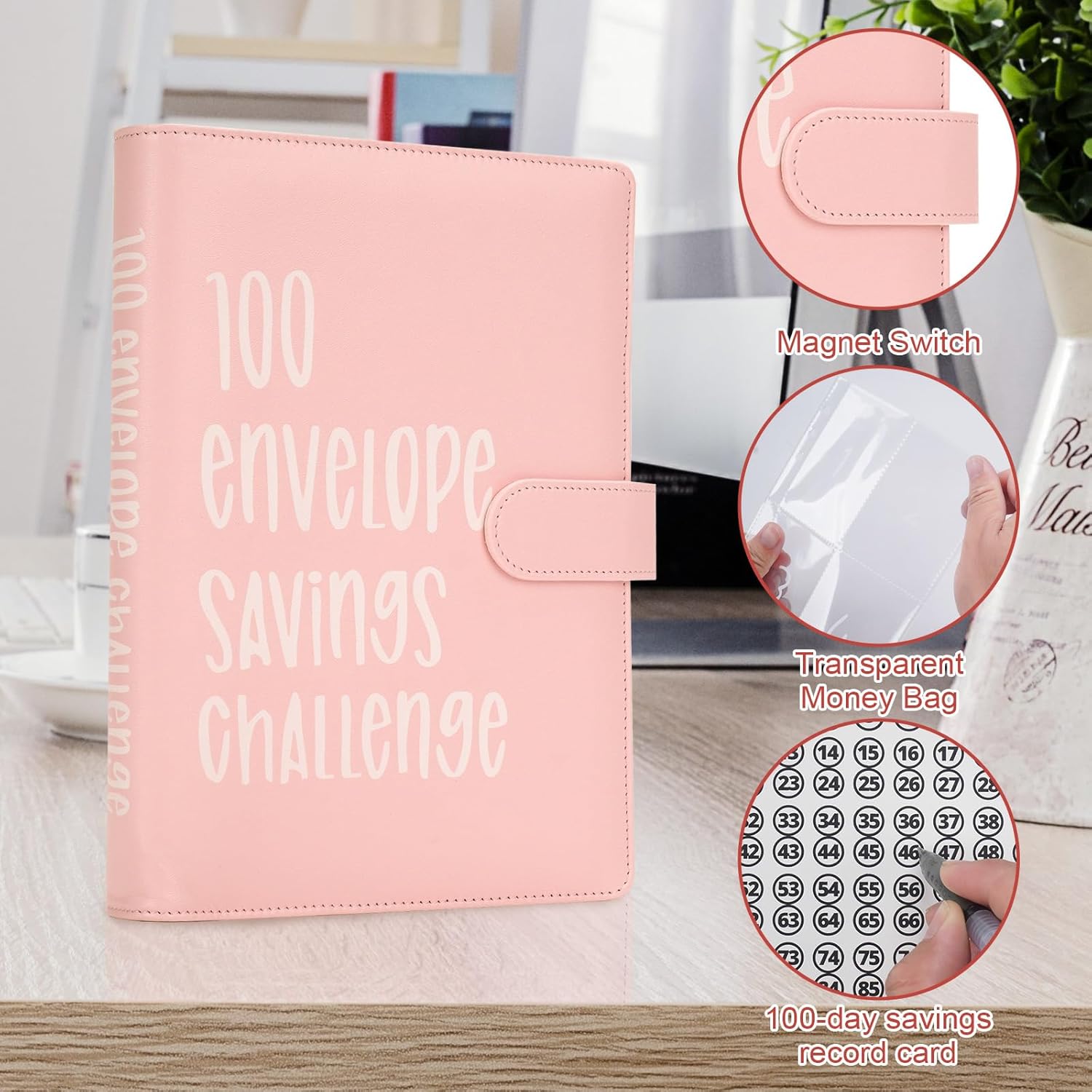 LANBOUY 100 Envelopes Money Saving Challenge Binder Budget Planner, Budget Book With Cash Savings Challenge, 52 Week Money Binder, 4 Envelopes Per Page, A Total Of 25 Pages - Image 5