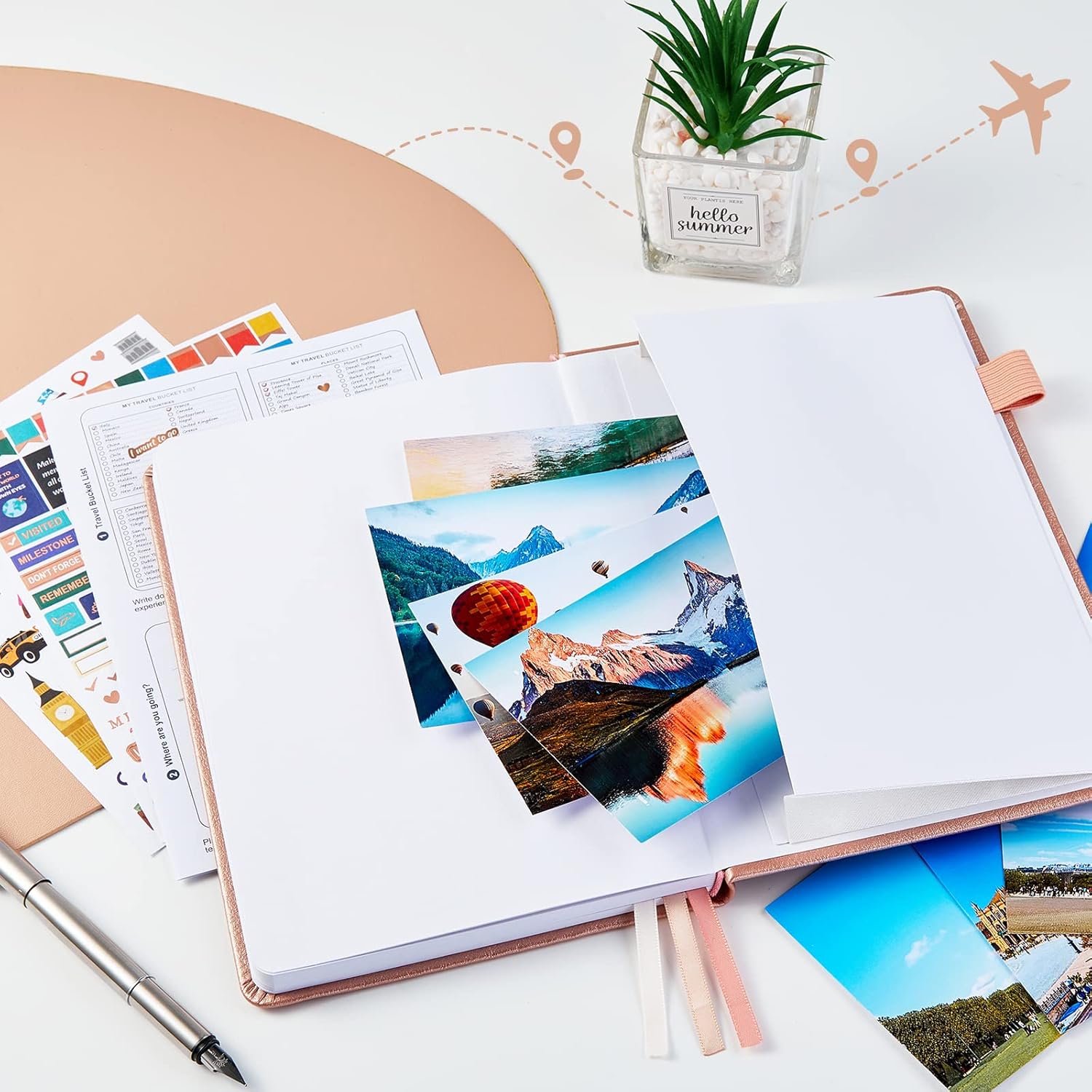 JUBTIC Travel Journal & Planner, Vacation Organizer with Budget Tracker & Checklist, A5 Size Trip Diary & Notebook for 6 Trips, Travel Gifts for Women, Men & Couples (Rose Gold) - Image 7