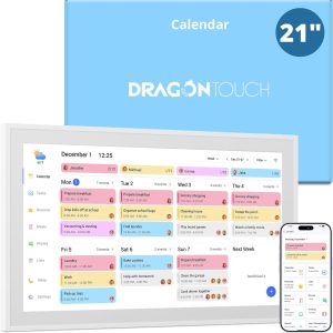 Dragon Touch 21.5 inch Digital Calendar Chore Chart – Interactive Touchscreen, Smart Family Planner, Hearth Display Desk Digital Calendar Seamless Scheduling