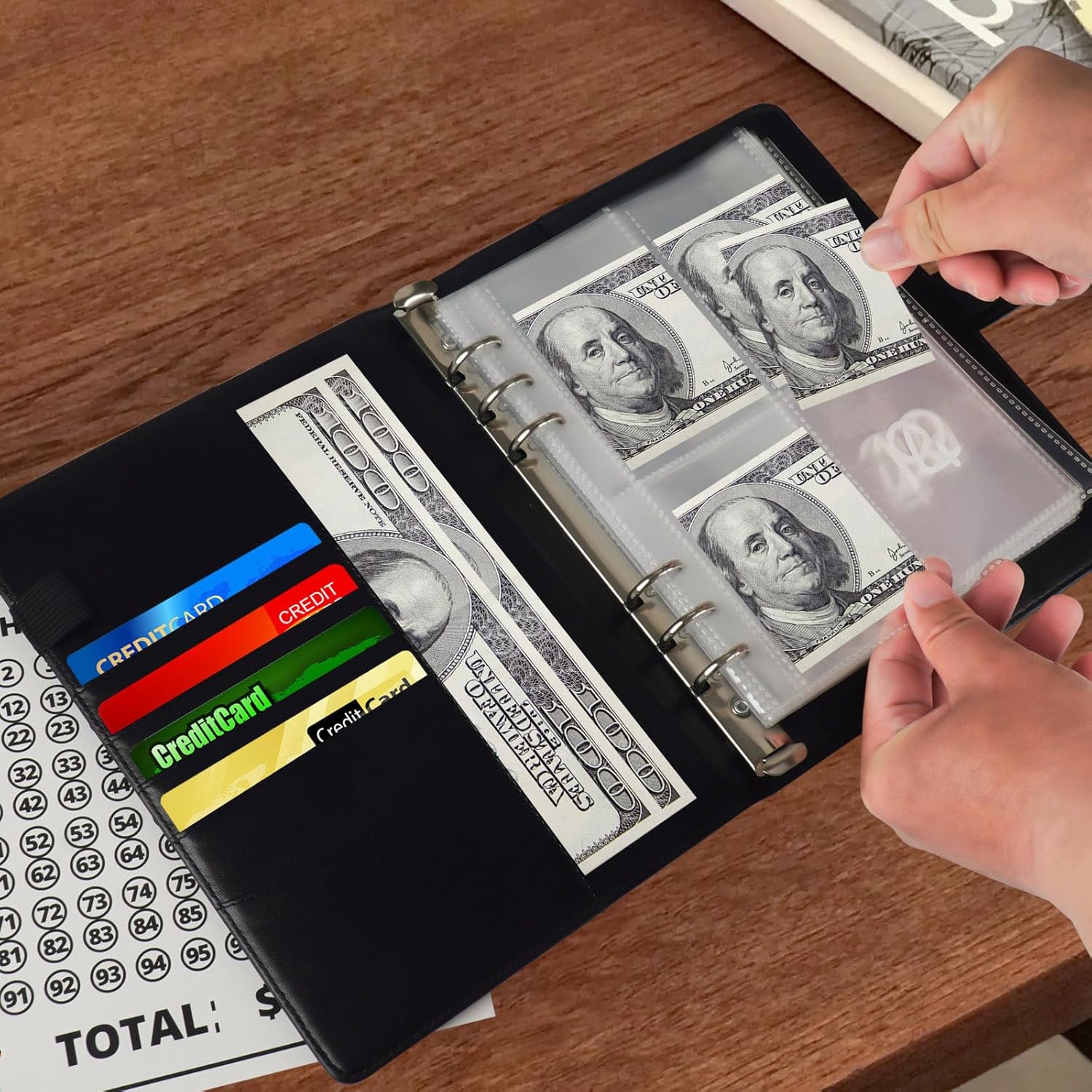 LANBOUY 100 Envelopes Money Saving Challenge Binder Budget Planner, Budget Book With Cash Savings Challenge, 52 Week Money Binder, 4 Envelopes Per Page, A Total Of 25 Pages - Image 6