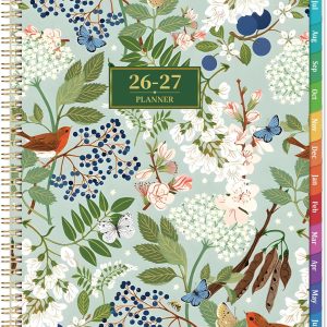 Planner 2026-2027 - Academic Planner 26-27, July 2026 - June 2027, 9" x 11", 2026-2027 Planner Weekly and Monthly with Monthly Colorful Tabs + Storage Pocket + Spiral Bound - Floral