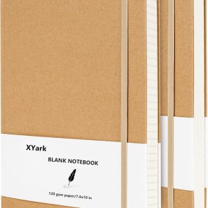 Large B5 Blank Notebook Journals, Plain Kraft Hardcover Sketchbook Subject Composition Notebooks Planner with Unlined Paper, 2 Pack, 120GSM, 102 Sheets, 7.6x10 inch, Travel Journal Set
