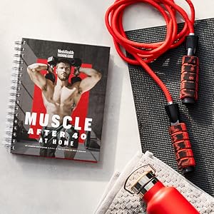 Men's Health Muscle After 40 At Home next to a yoga mat