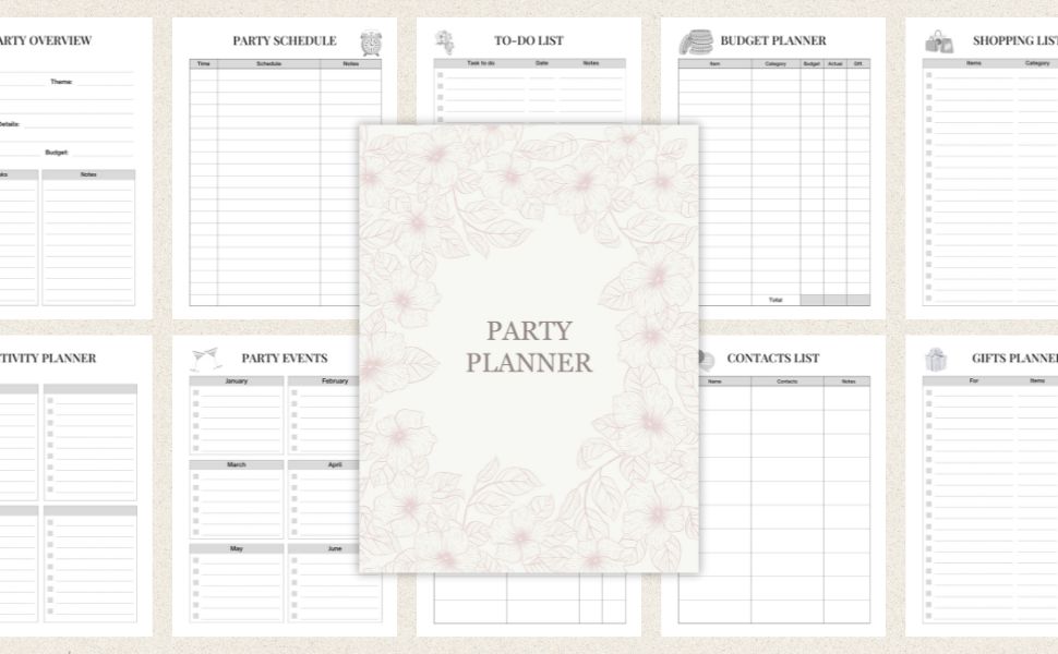 Party Event Planner Organizer Notebook - Front cover
