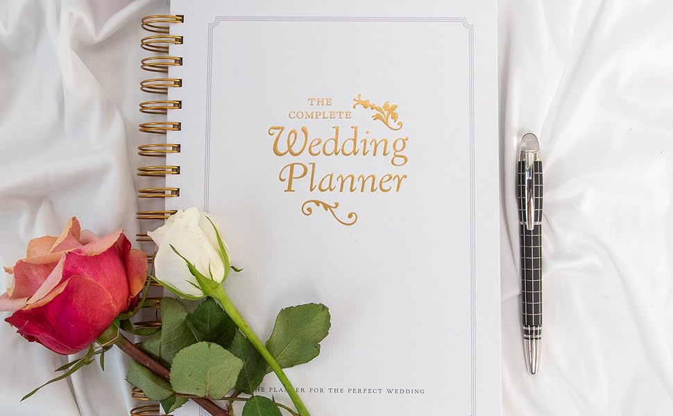 wedding planner notebook luxury gold flowers 