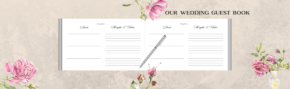 Wedding reception guestbook for guests to sign-in comments, thoughts and wishes for the couple.