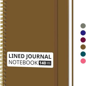 Taja Lined Spiral Journal Notebook for Women & Men, 140 Pages, College Ruled Hardcover Notebook for Work & Note Taking, Journals for Writing, A5(5.7" x 7.9") – Mocha Earth