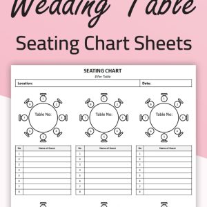 Wedding Table Seating Chart Sheets: Wedding Seating Arrangement Planner Organizer | 50 Forms Single-Sided Sheets | Large Print