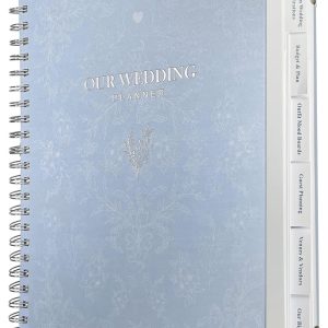 LADY&HOME Wedding Planner Book and Organizer - Wedding Planning Book for Bride,Linen Binder with Countdown Calendars & Checklists - Perfect Engagement Gifts for Couples - Blue Floral
