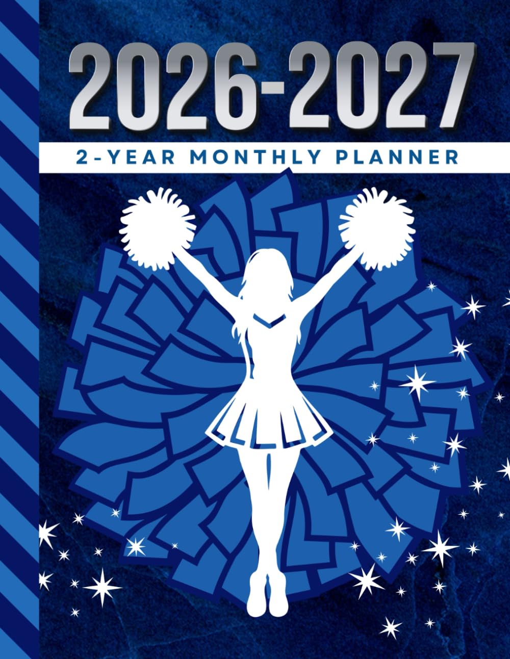 2-Year Monthly Planner 2026-2027: 8.5x11 Dated Organizer With 100 Blank College-Ruled Notebook Pages Combo / 24-Month Schedule / Royal Blue White Cheer Gift for Cheerleader - Team - Captain - Coach