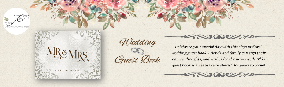 Elegant Floral Mr. and Mrs. Wedding Guest Book.