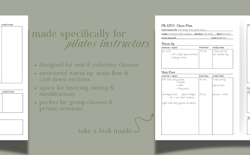 Pilates Planner Made for Pilates Instructors