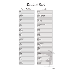 List of Sanskrit Roots - yoga teacher class planner