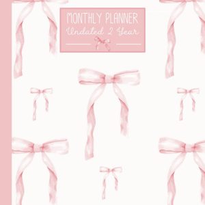 Coquette Monthly Planner: Undated Two Year Pink Bow Agenda and Organizer; 7x10"
