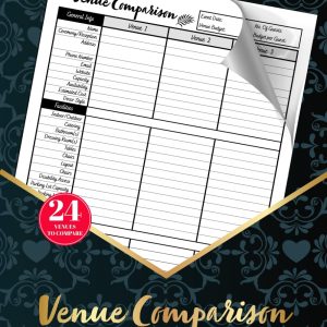Venue Comparison Logbook: Wedding Venue Search Tracker & Checklist | Organize & Evaluate Event Locations with Ease | 26 Pages