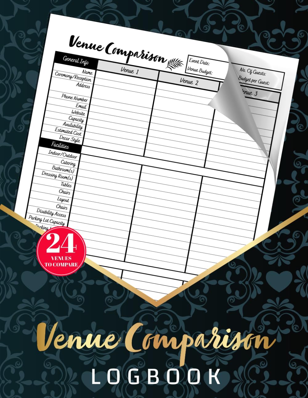 Venue Comparison Logbook: Wedding Venue Search Tracker & Checklist | Organize & Evaluate Event Locations with Ease | 26 Pages