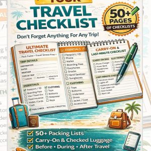 Travel Checklist: Ultimate Packing & Trip Organizer — Pre-Flight Packing Lists, Home Prep & Day-Of Checklists | Don't Forget Anything