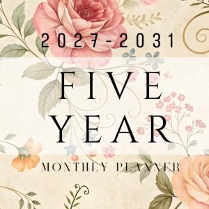 Five year monthly planner 2027 -2031: Floral 5 Year Calendar Schedule Agenda and Organizer January 2027 to December 2031 with holidays and moon phases